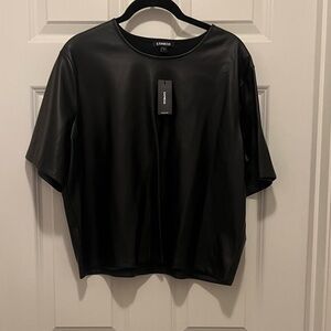 Express Faux Leather Cropped Tee